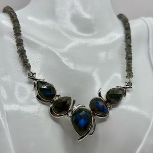 Sajen Silver AAA Malagasy Labradorite Beaded Necklace in Platinum Over Sterling